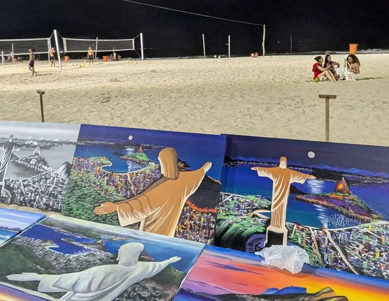 Playa de Copacabana de noche con cuadros decorativos