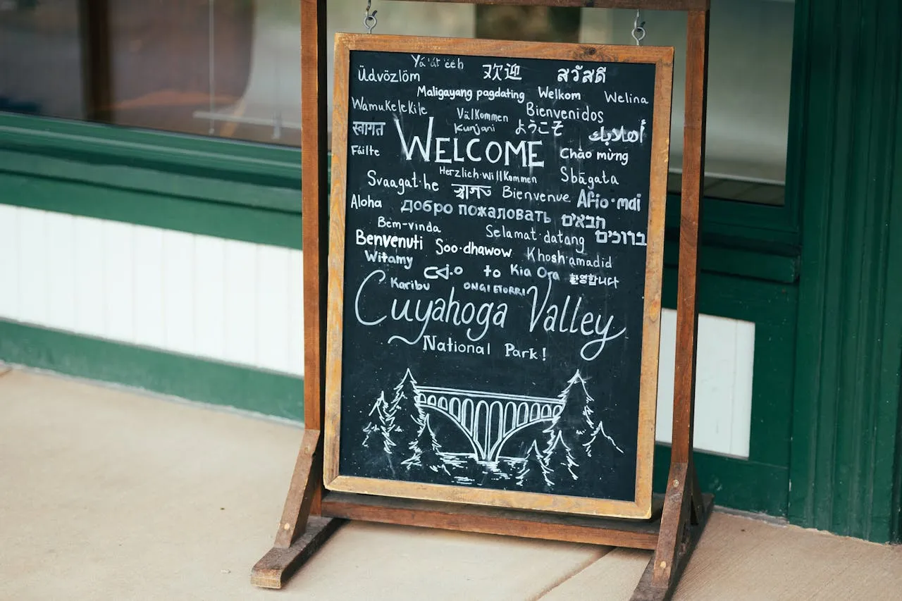 Cartel con palabras en distintos idiomas